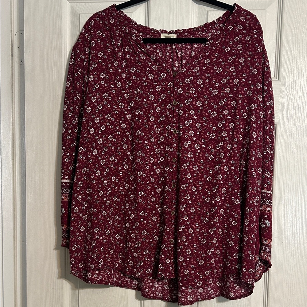 Chic Burgundy Floral Blouse